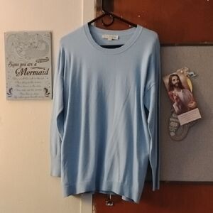 LOFT Blue Crewneck Sweater Soft Long-Sleeve